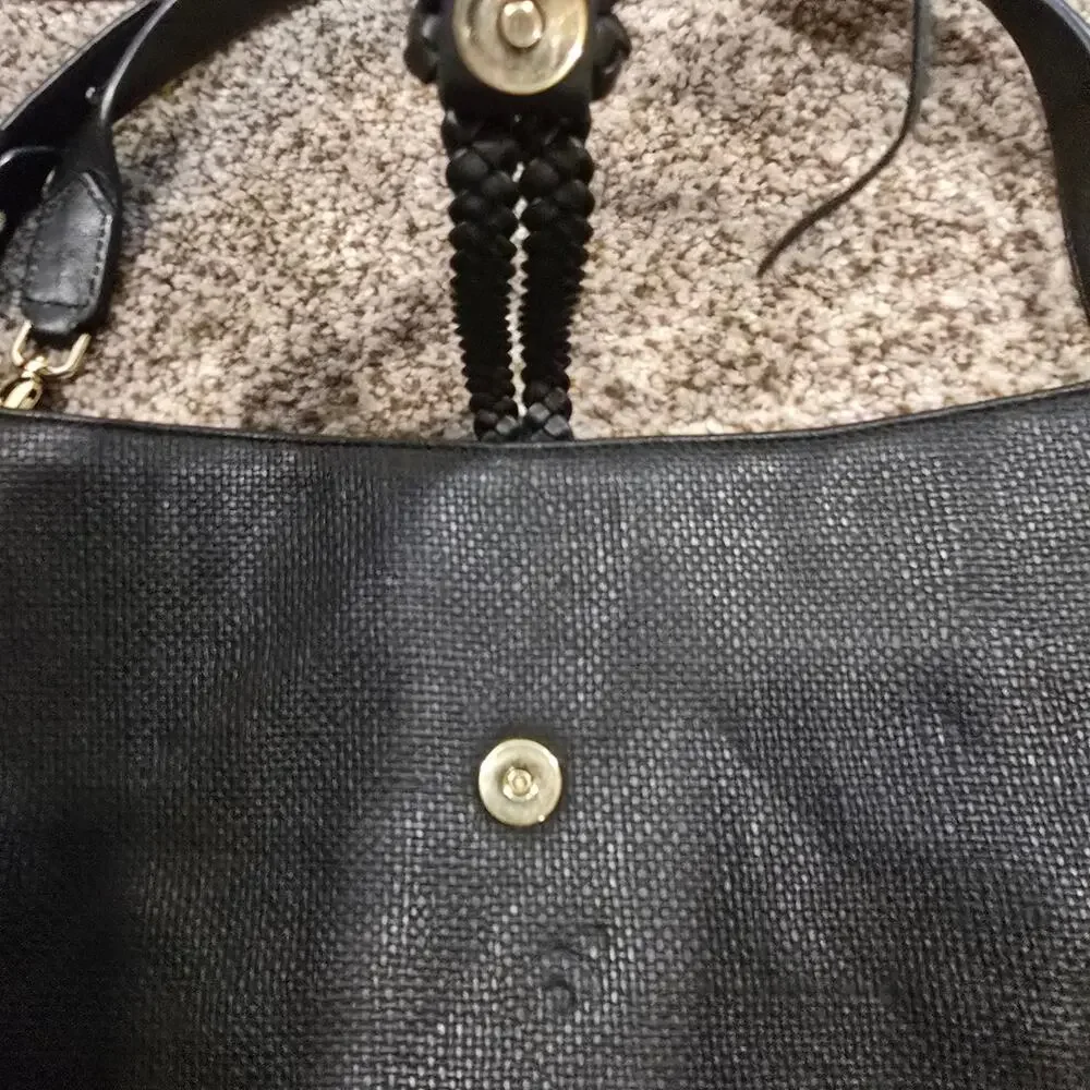 Stella & Dot Black Large Textured Hobo Bag with Tassel